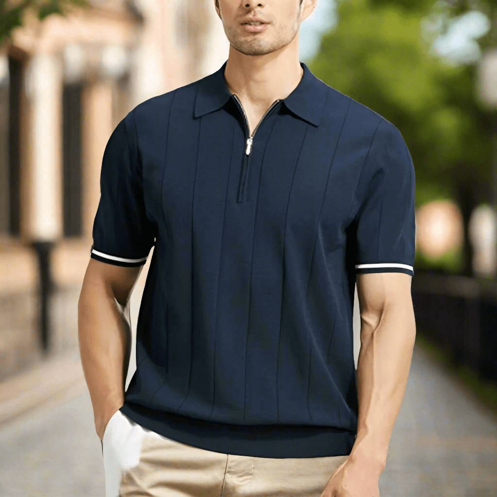 Klassisches Herren Polo mit Reißverschluss
