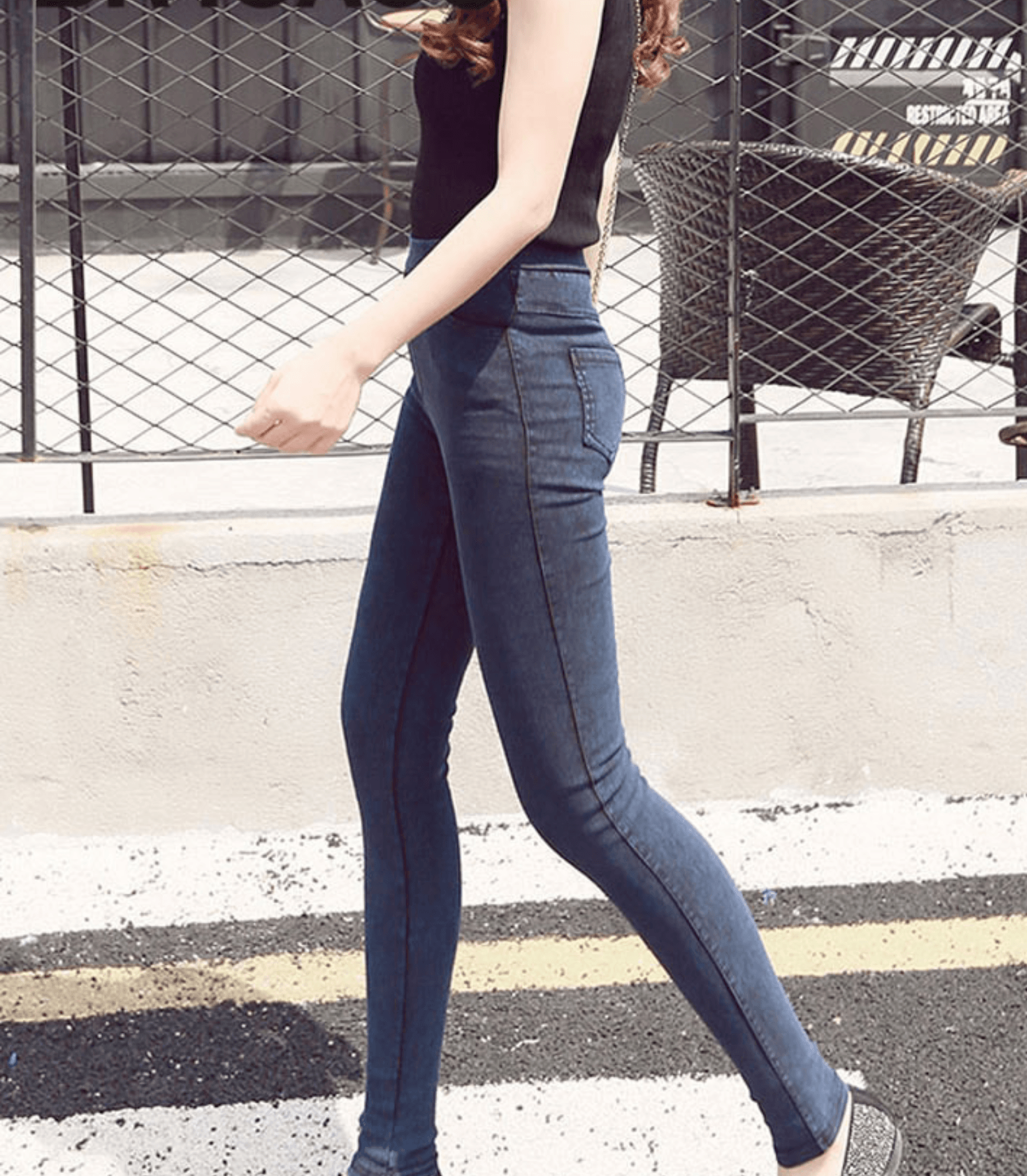 Ayisha - Schwarze Denim-Taschenleggings