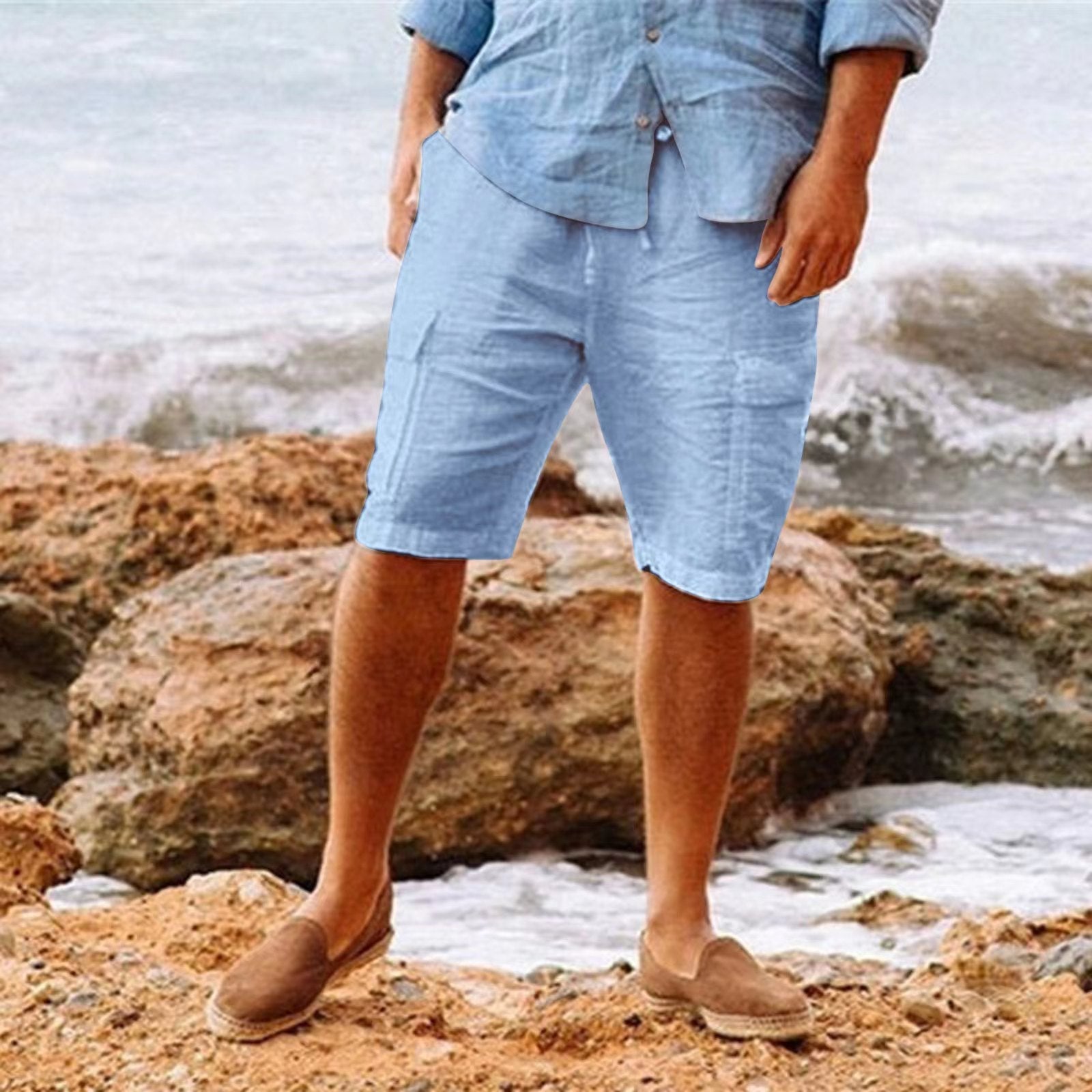 Weiße Leinen Sommer Shorts Herren Atmungsaktiv – Jonas