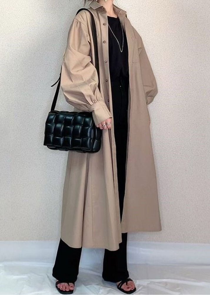 Juliette | Peter Pan Kragen Falten Patchwork Baumwolle Langes Hemd Trench