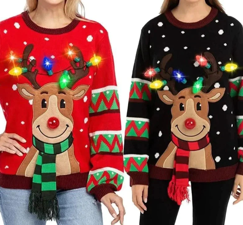 Weihnachtlicher Led-Beleuchteter Winterpullover für Damen