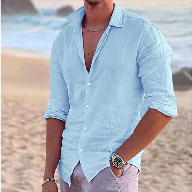 Herren Leinenhemd für Sommer mit Knopfleiste – Verelmo