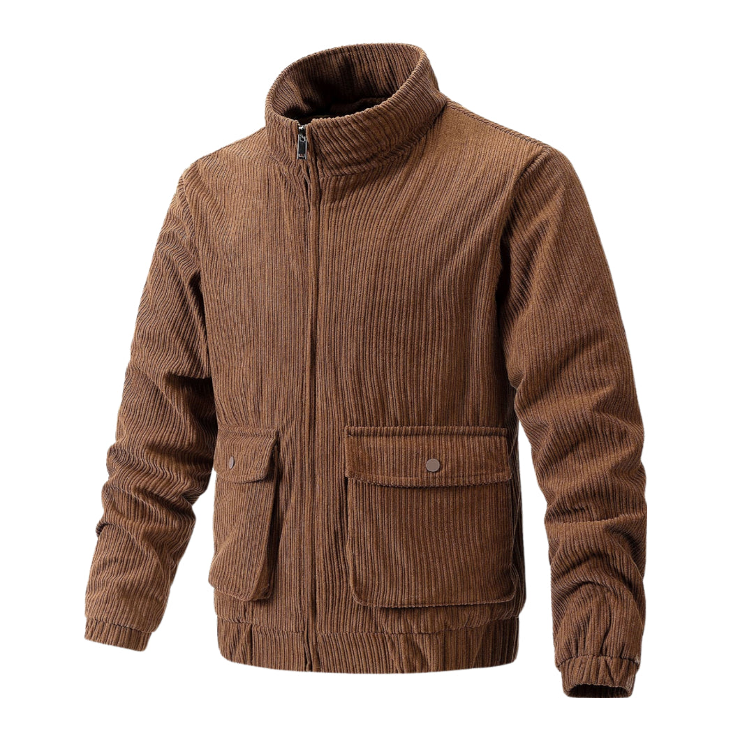 Leo - Herren-Cordjacke mit Stehkragen und Tasche