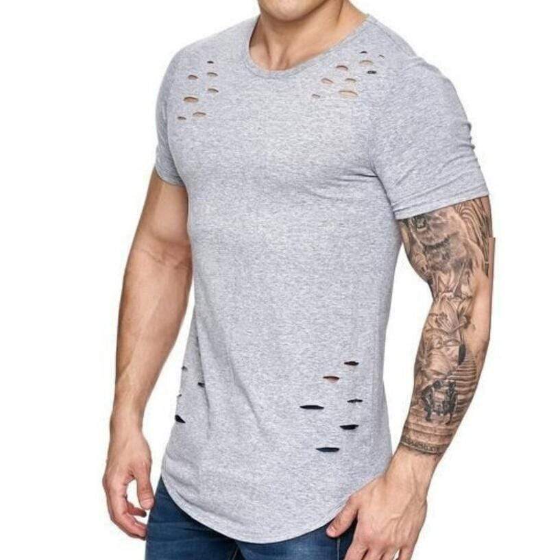 Graues T-Shirt mit Löchern - Tom