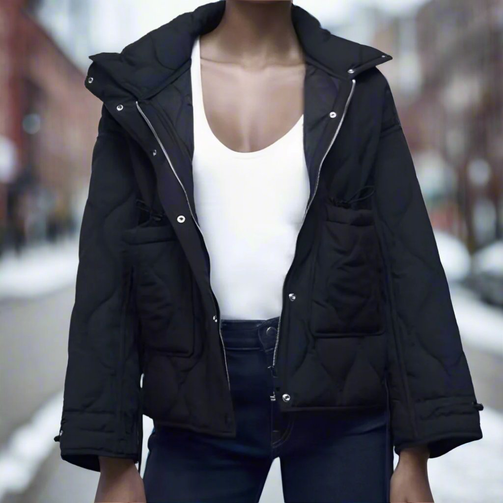 Stehkragenjacke aus Baumwolle für Frauen