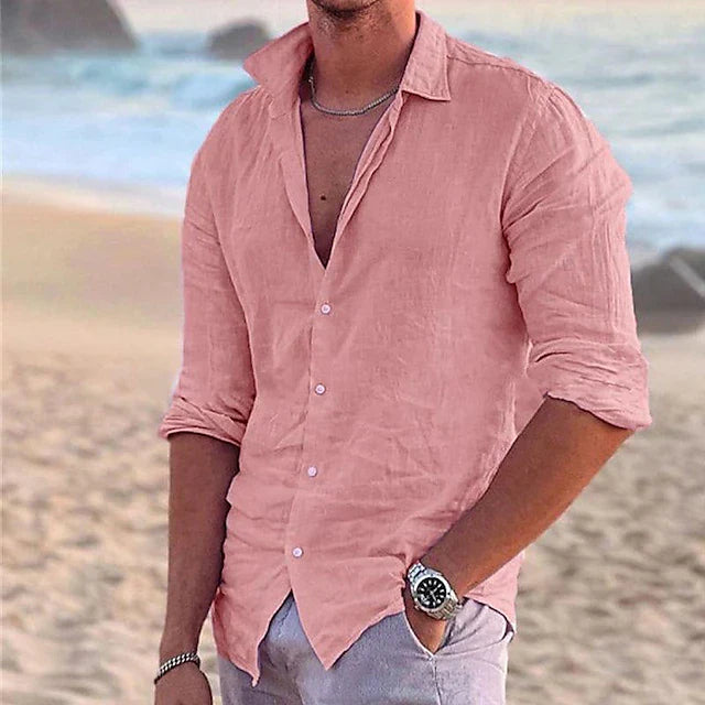 Herren Leinenhemd für Sommer mit Knopfleiste – Verelmo