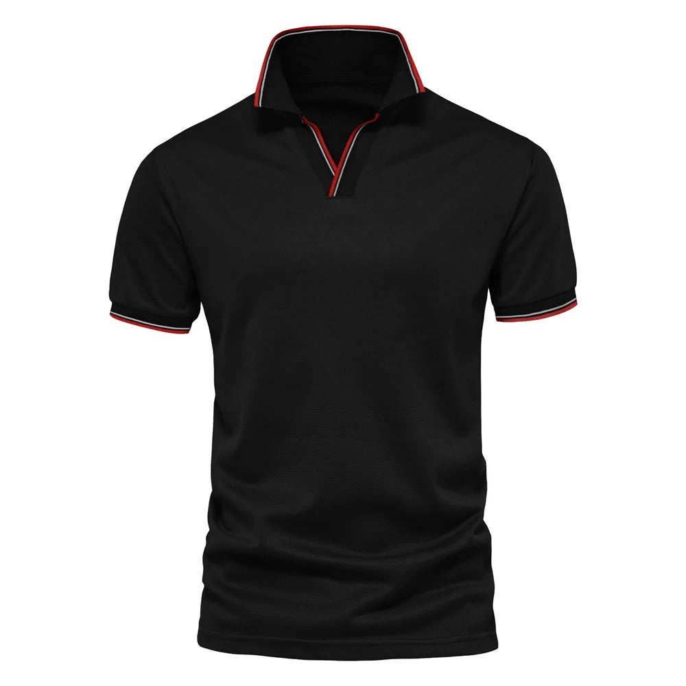 Herren Polo Shirt V-Ausschnitt Atmungsaktiv Modern – Gilvaro
