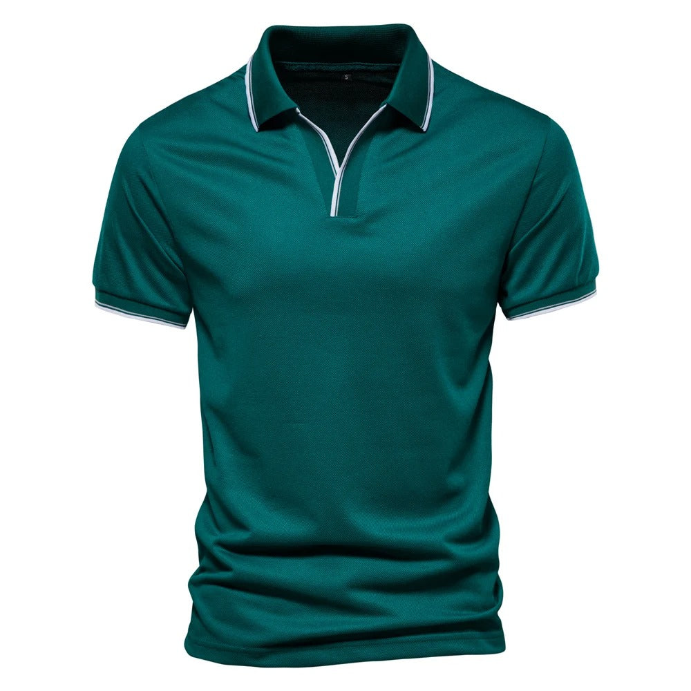 Herren Polo Shirt V-Ausschnitt Atmungsaktiv Modern – Gilvaro