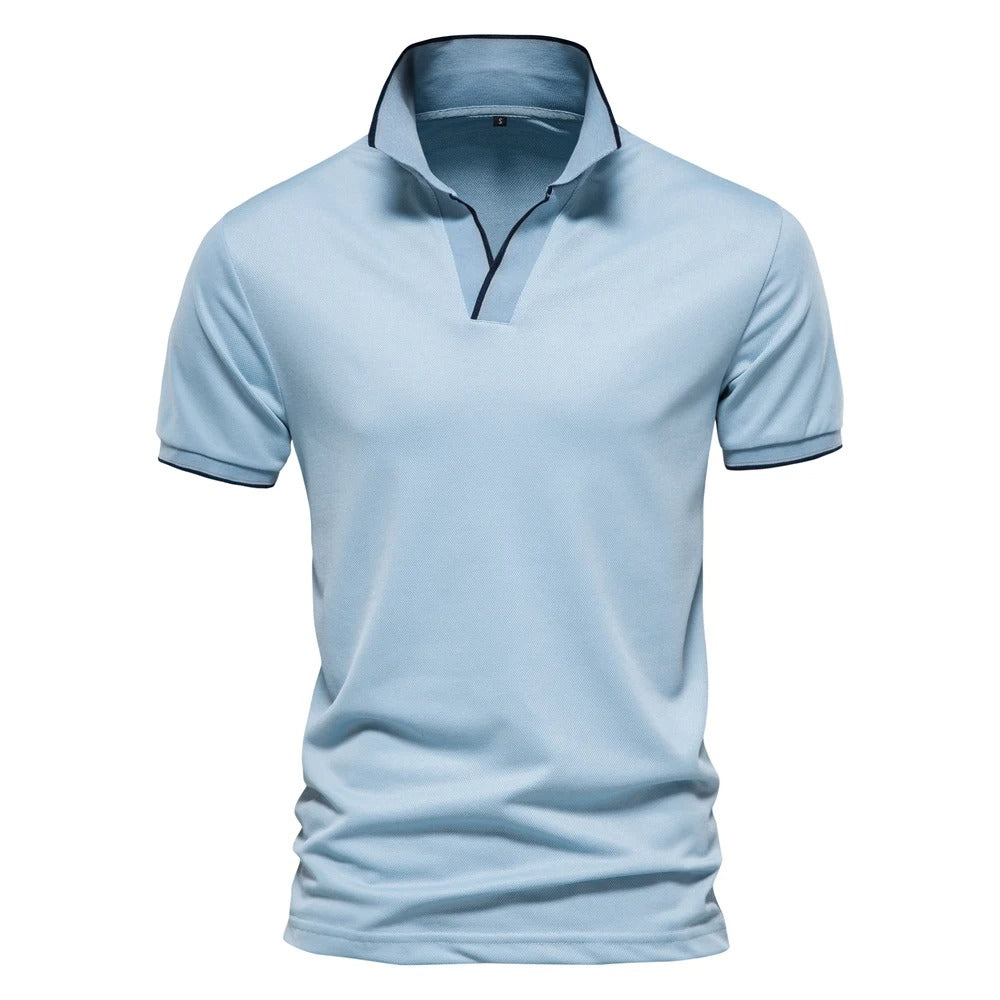 Herren Polo Shirt V-Ausschnitt Atmungsaktiv Modern – Gilvaro