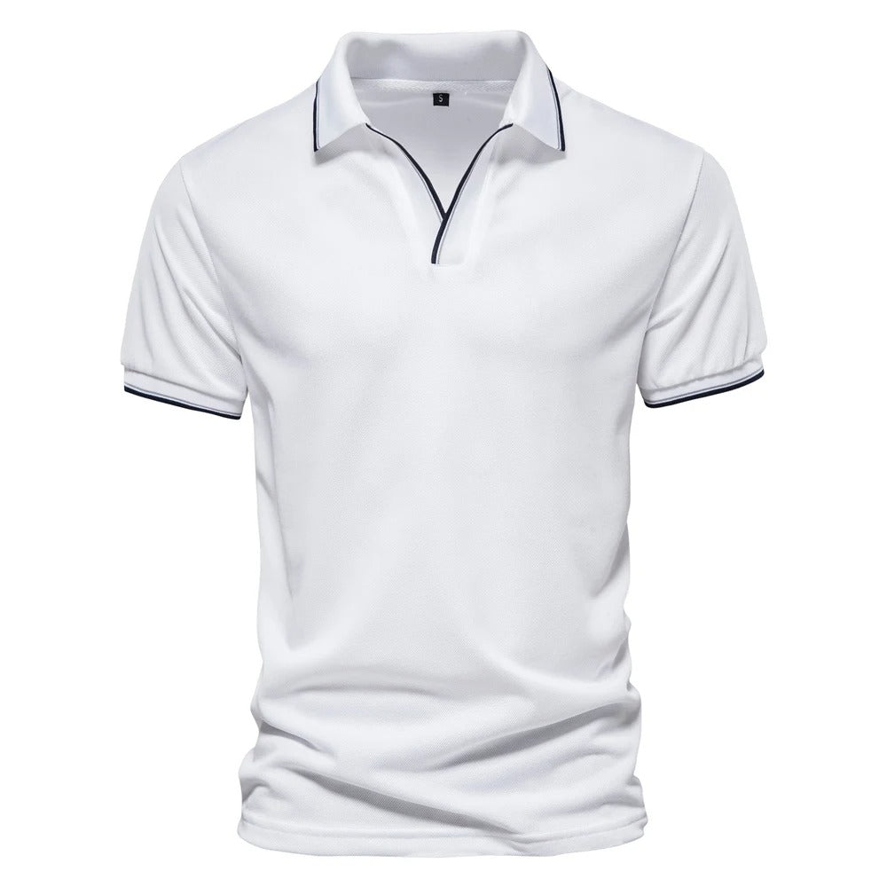 Herren Polo Shirt V-Ausschnitt Atmungsaktiv Modern – Gilvaro