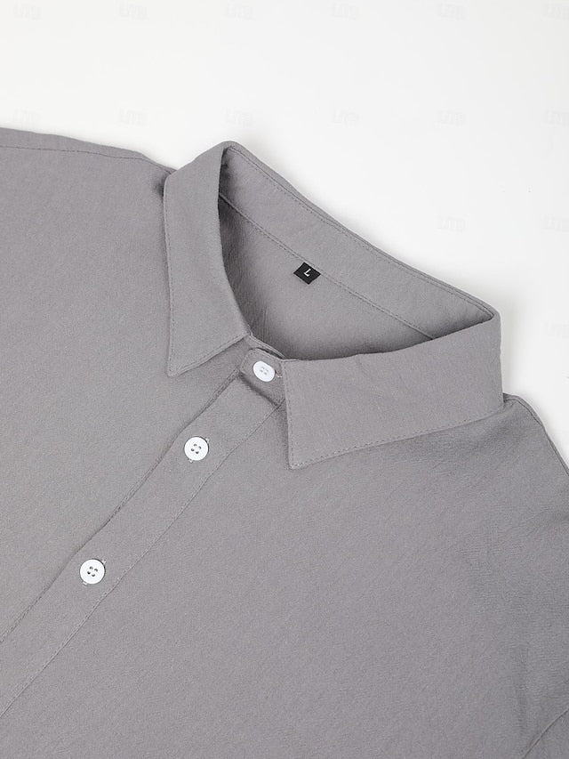 Herren Button-Up Hemd Reverskragen Sommer Baumwolle – Vensiro