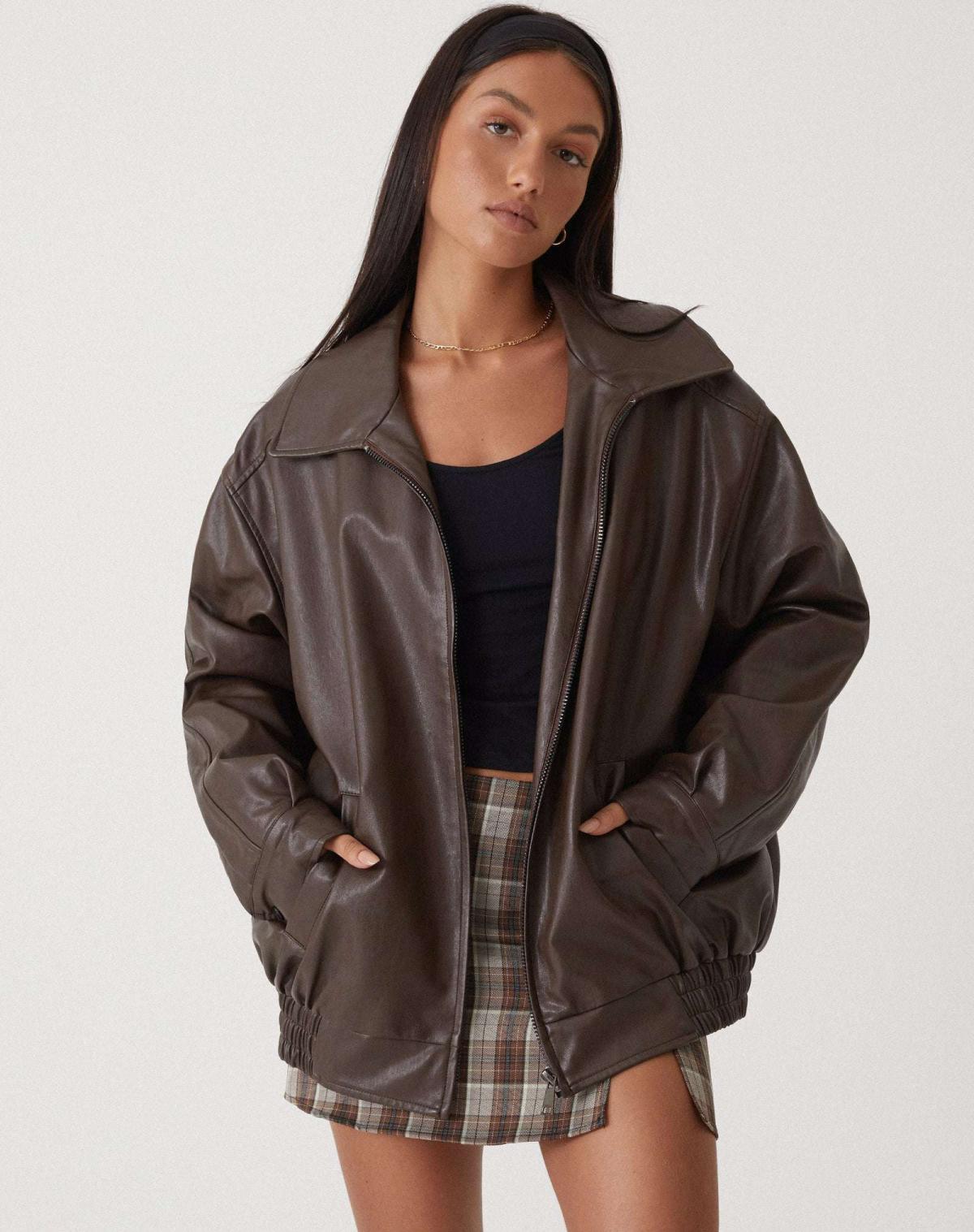 Lose Lederjacke für Frauen