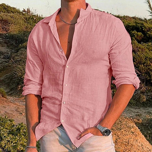 Herren Leinenhemd für Sommer mit Knopfleiste – Verelmo
